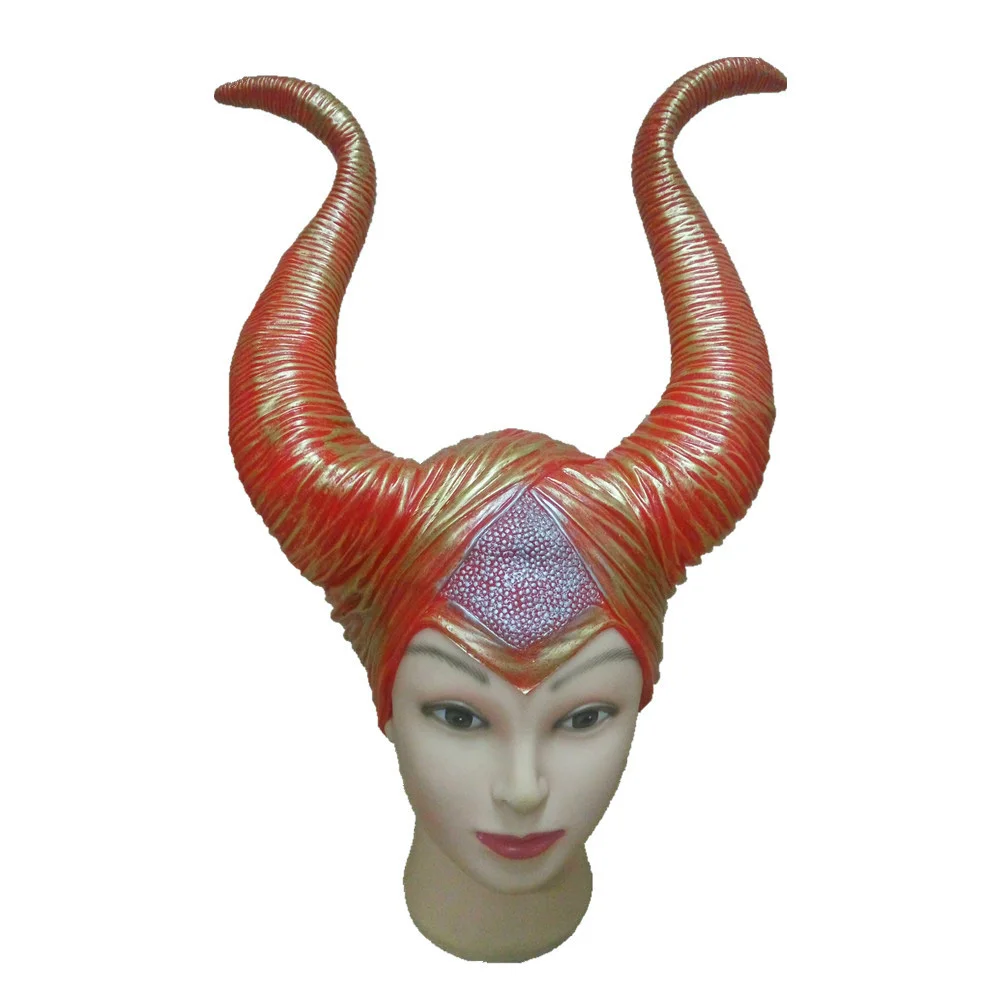 VEVEFHUANG Хэллоуин косплей Maleficent ведьмы рога шляпа головные уборы маска головные уборы шлем Вечерние черные королева Мода из натурального латекса