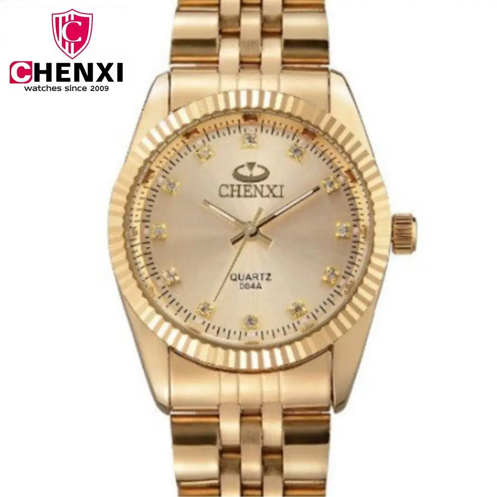 CHENXI женские золотые часы браслеты подарки кварцевые водонепроницаемые стразы