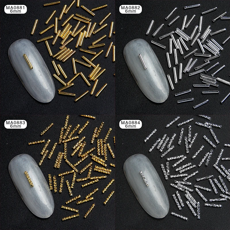 100 шт. медная изогнутая палочка для ногтей с заклепками блестки украшения