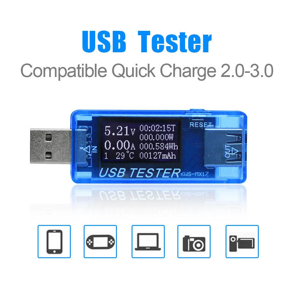 USB тестер 8 в 1 для телефона ПК цифровой вольтметр постоянного тока амперметр