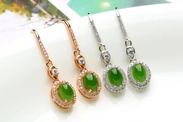 Натуральная Нефритовая яшма Подвесные серьги ювелирные изделия с