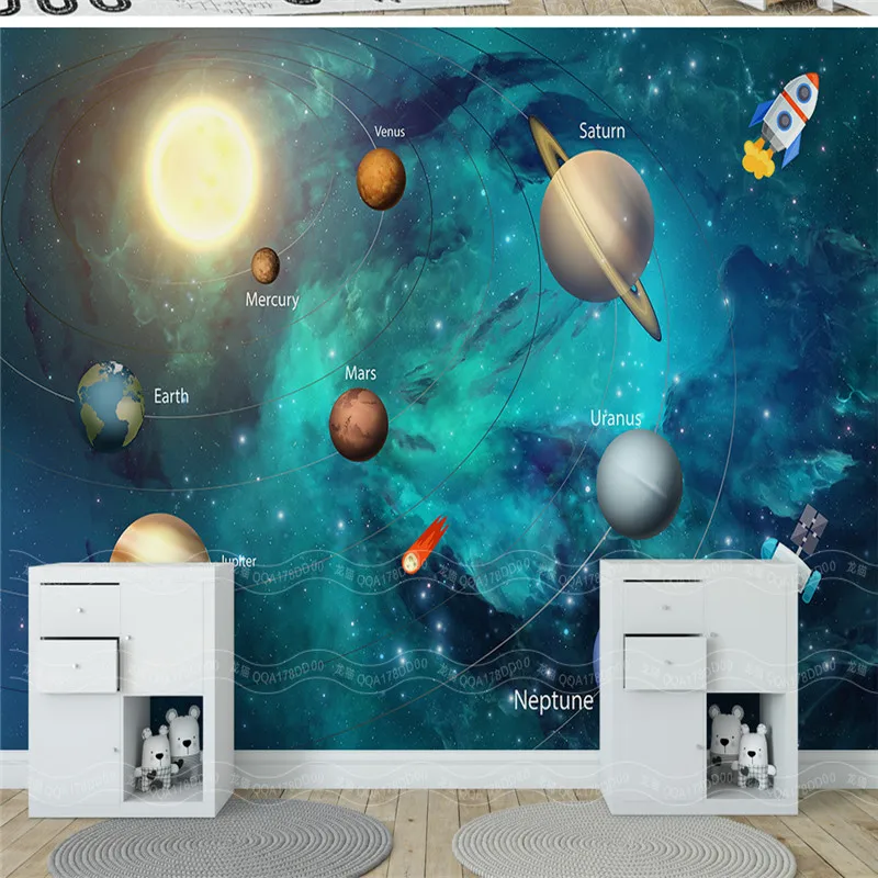 Custom Large 3D Murals Space Universe Wallpapers for Children's Room Starry Sky Planet Wall Papers Stereoscopic Home Decor |