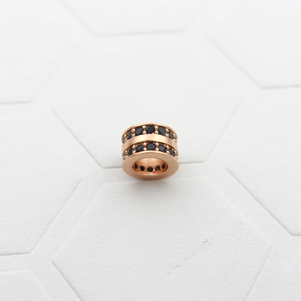 Plated DIY 4mm Hole Metal Spacer Copper Beads Micro Pave Zircon Round for Charms Jewelry Bracelet Making Accessories | Украшения и
