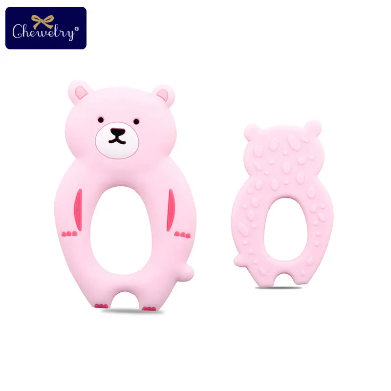 pink Новинка, 1 шт., детский медведь, силиконовый прорезыватель, ожерелье, силиконовый кулон для грызунов, BPA бесплатно, детская игрушка для кормления, пустышка, цепочка, крошечные стержни, товары, игрушки - Цвет: pink