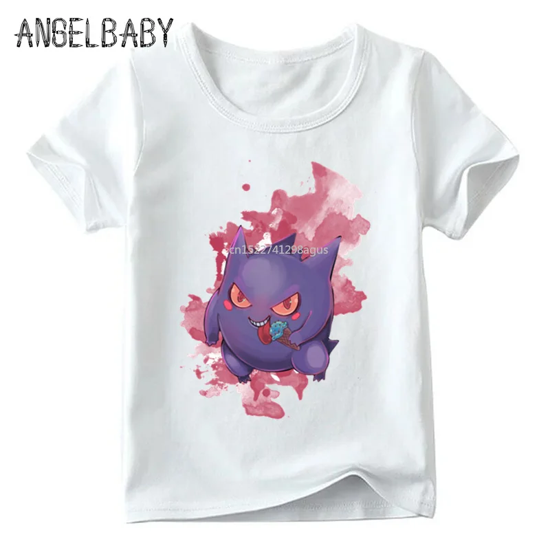 Детская забавная футболка с рисунком Покемон го генгар детские летние белые топы