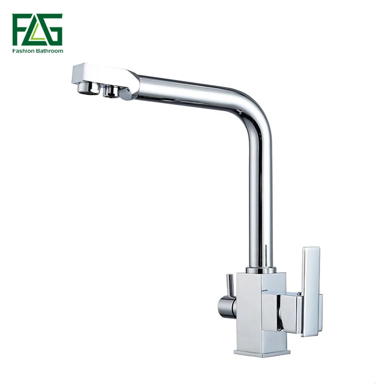 FLG Kitchen Faucets Chrome Deck Mounted Mixer Tap 360 Degree Rotation with Water Purification Features Cold Hot Crane | Обустройство