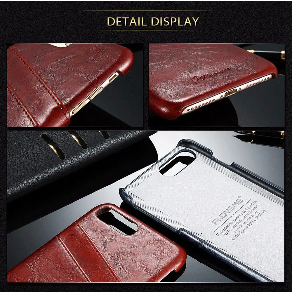 Floveme 2018 New слот для карты Wallet Case IPhone X 8 7 Plus масло воск кожаный чехол iPhone 6 S плюс 5S 5 SE