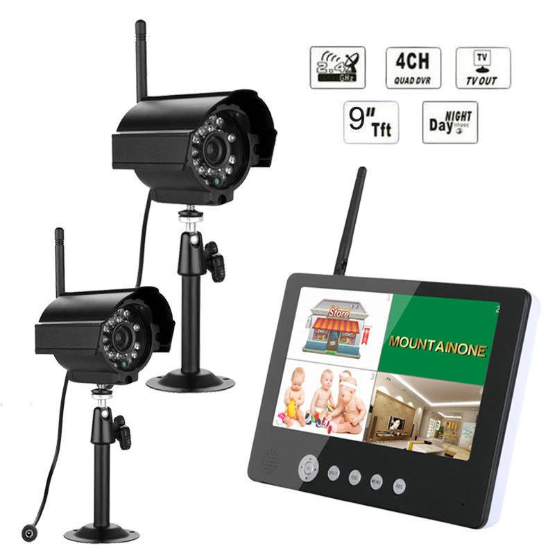 9 &quotTFT Цифровая камера 2 4G наружные детские мониторы 4CH Quad DVR беспроводной комплект