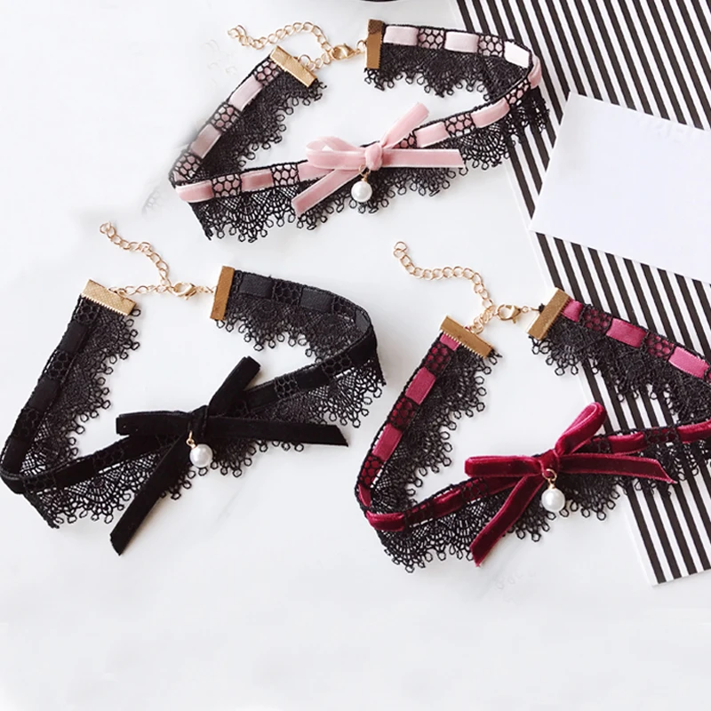 Женское Ожерелье чокер в стиле стимпанк черное кружевное ожерелье готическом с