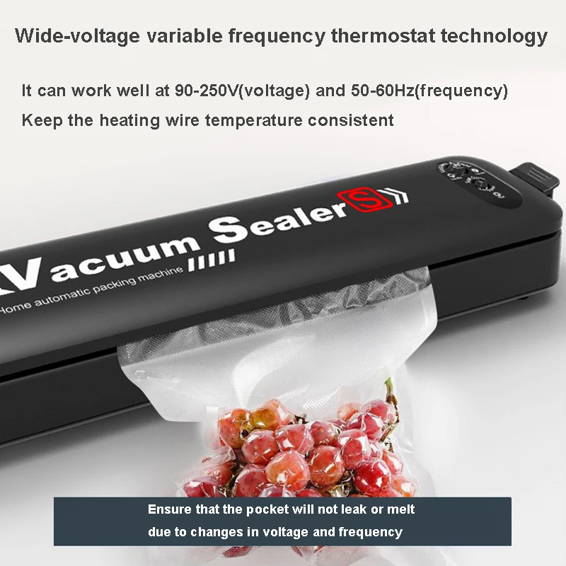 Вакуумный упаковщик для пищевых продуктов, портативный вакуумный упаковщик для пищевых фруктов, упаковочная машина, в том числе 15 пакетов для домашнего использования, вилка стандарта ЕС/США/Великобритании