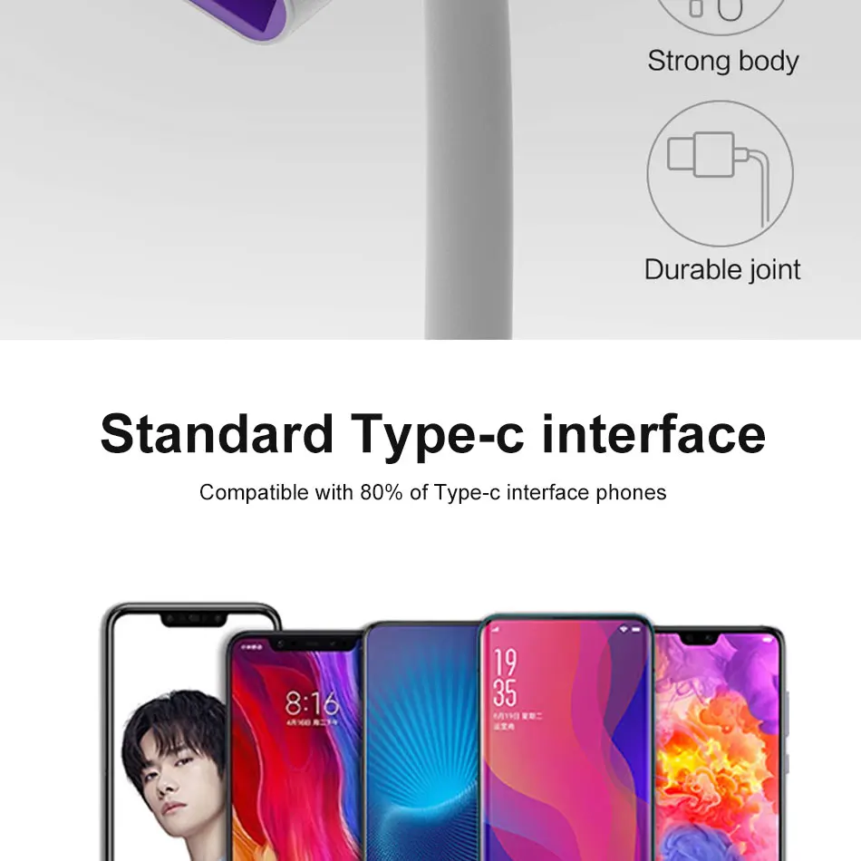 Кабель 5A type C для huawei P10 P20 P30 mate 10 mate 20 type C кабель для зарядного устройства