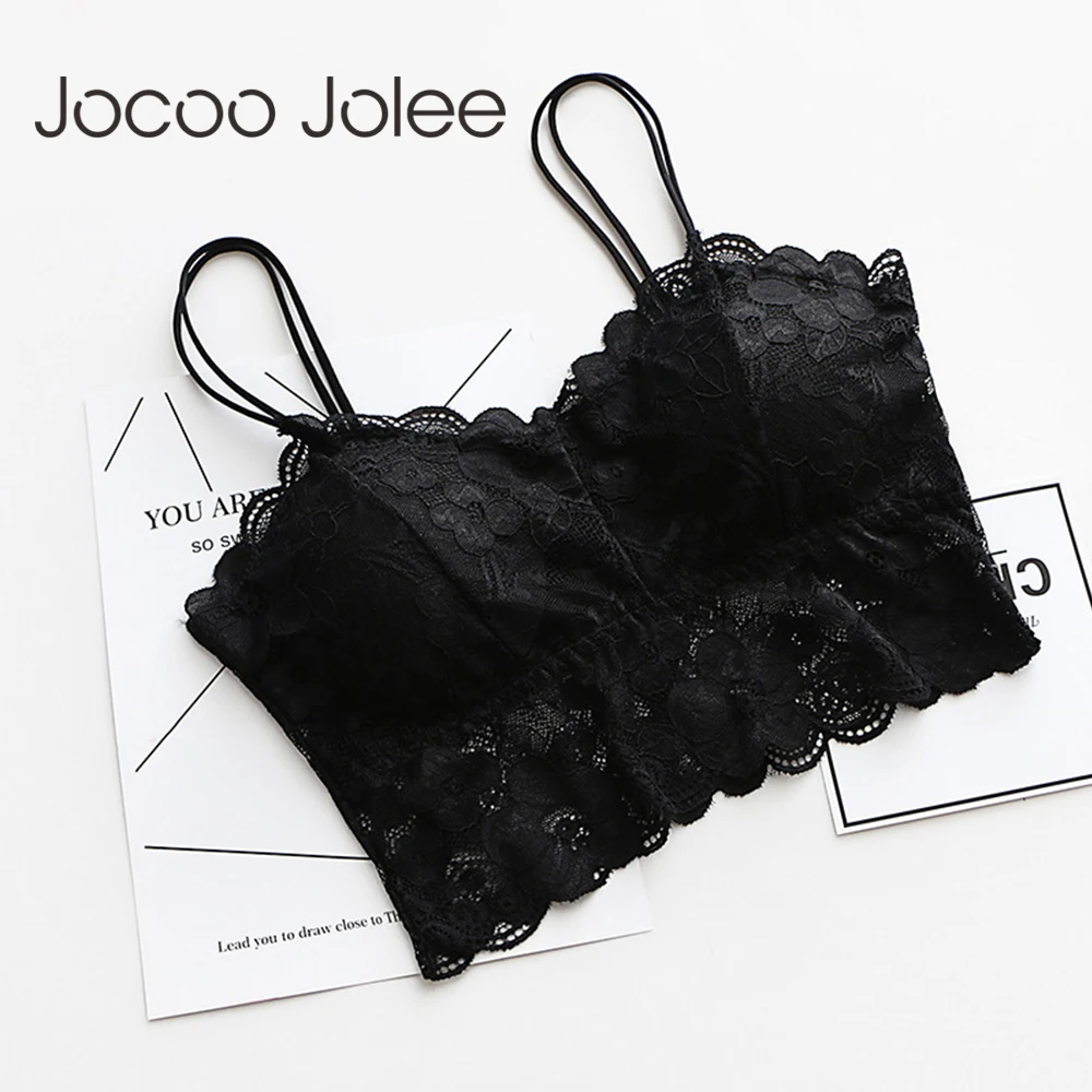 Jocoo Jolee Women Sexy Vest Chest Padded Tank Tops Female Wearing Fitness Underwear Lace Bralette Crop Top Ladies | Женская одежда