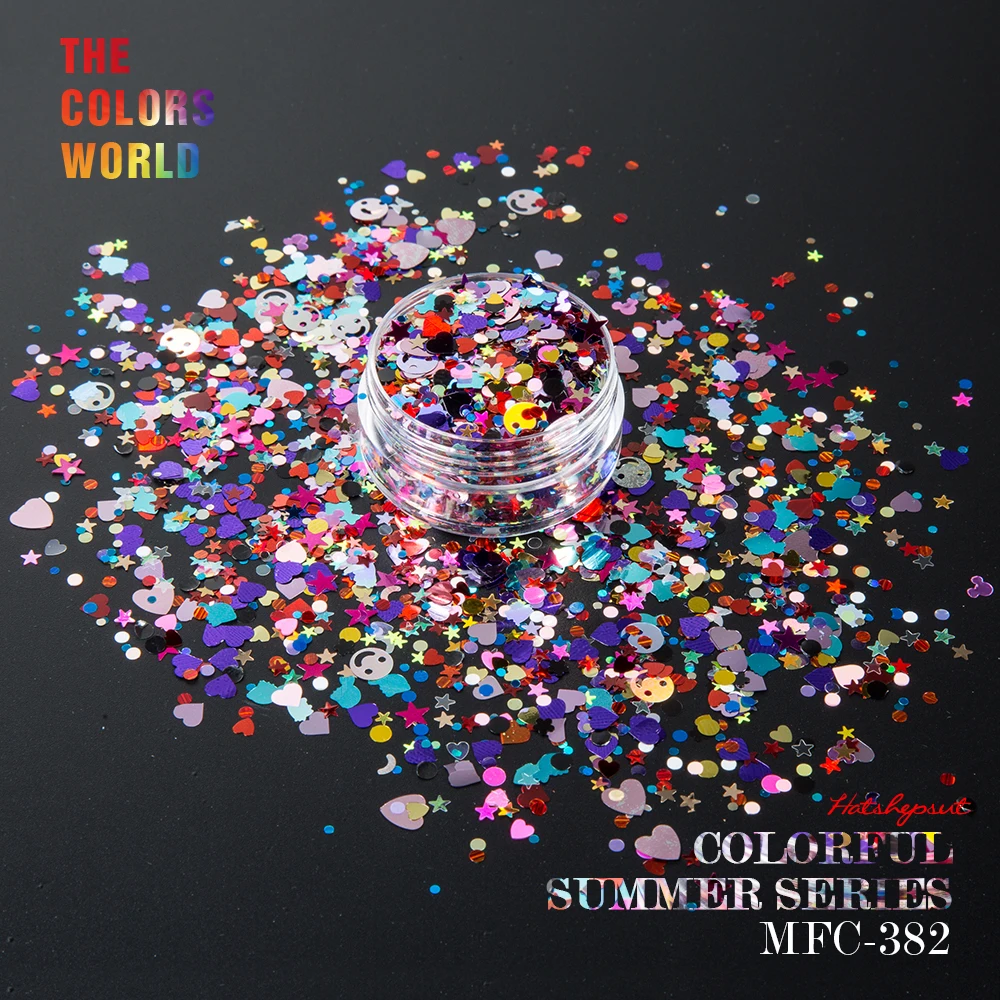 Летняя Красочная Серия смешанных форм разноцветные Блестки для ногтей украшения