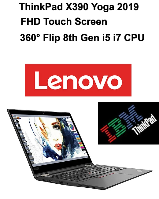 Lenovo Elite Laptop 2-in-1 Notebook PC ThinkPad X390 Yoga With 13.3 Inch FHD Touch Screen 360° Flip i7 i5 CPU 8GB Ram
