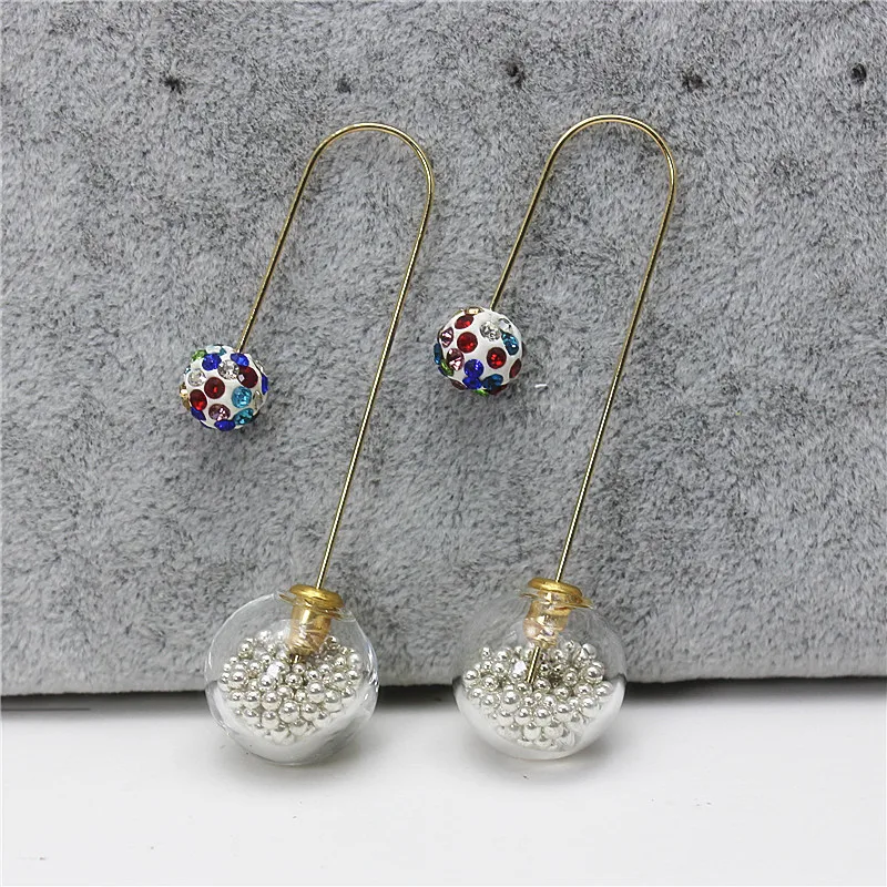 Женские серьги пусеты элегантные длинные из стекла новый дизайн 2019|earrings double|stud