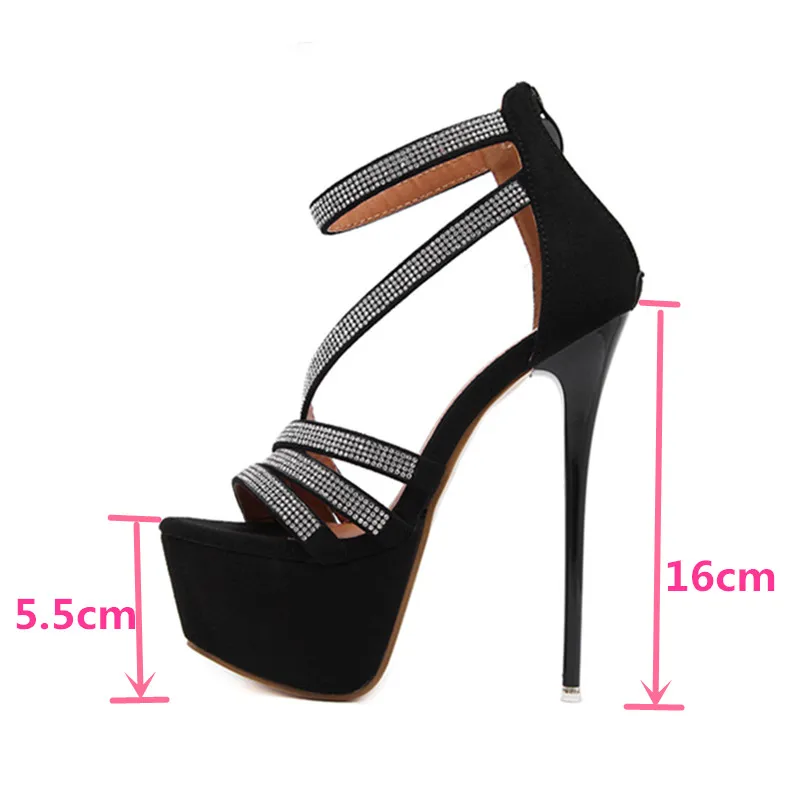 2017 г. лаконичный стразы черные босоножки на высоком каблуке Женщины блестками