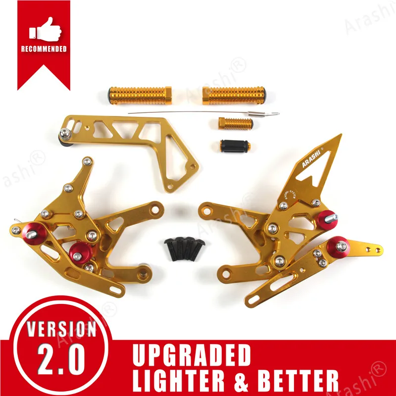 Gold Arashi 1 Набор для YAMAHA YZF R1 ЧПУ Регулируемые подножки для ног Rider задние наборы Rearset R1M R1S RN32 - Цвет: Gold