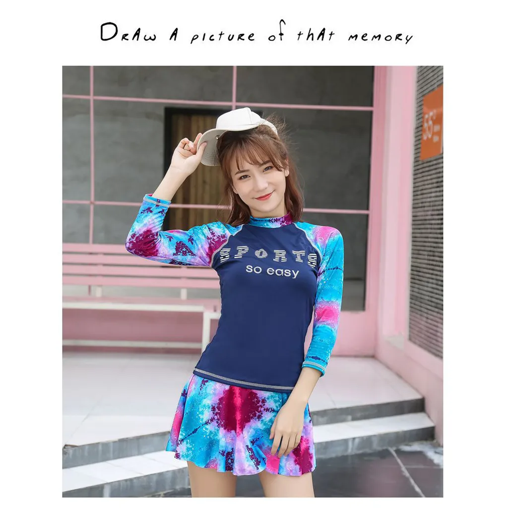 Женский костюм для серфинга с цветочным принтом купальник длинным рукавом и