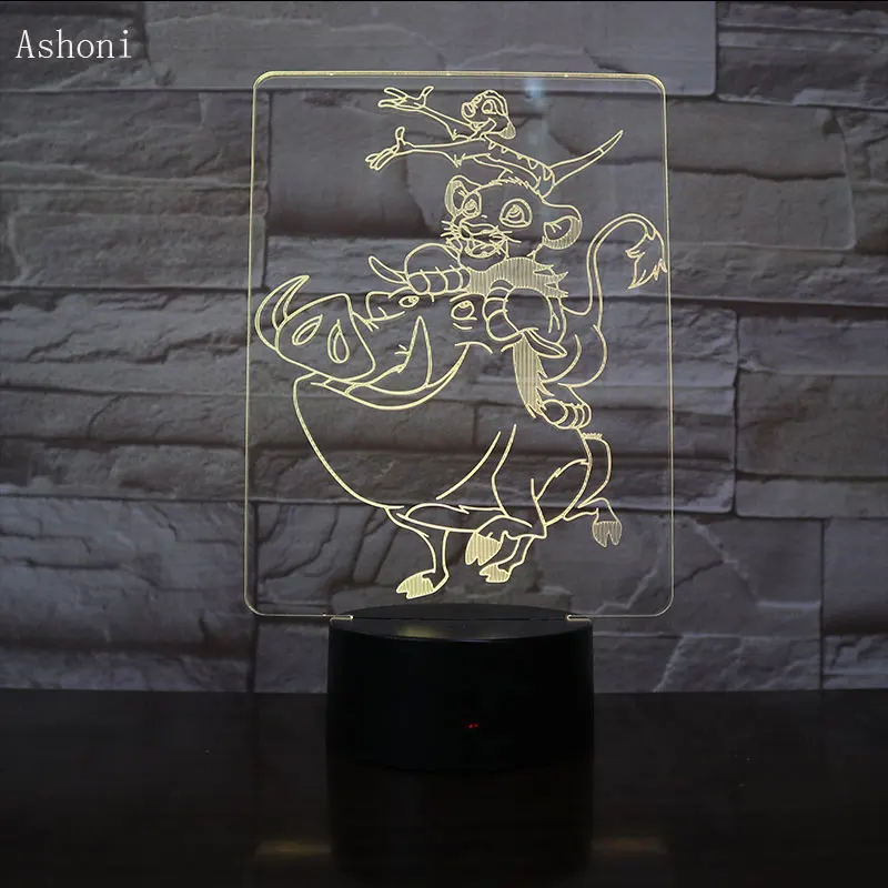 Светодиодный ночник Король Лев Симба детский подарок Warthog Pumbaa Детская крутая 3d