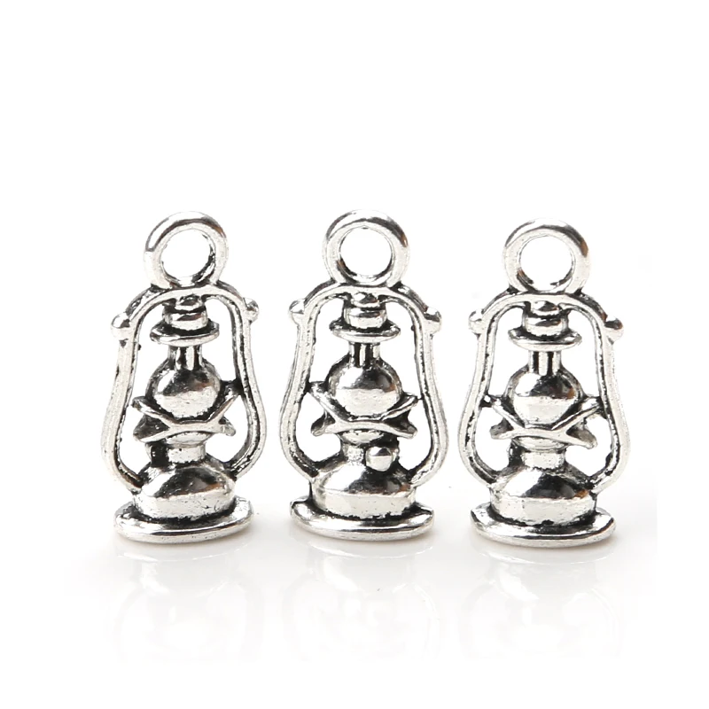 10 шт./лот 20*9 мм масляная лампа фонарь амулеты античный серебряный цвет отличная