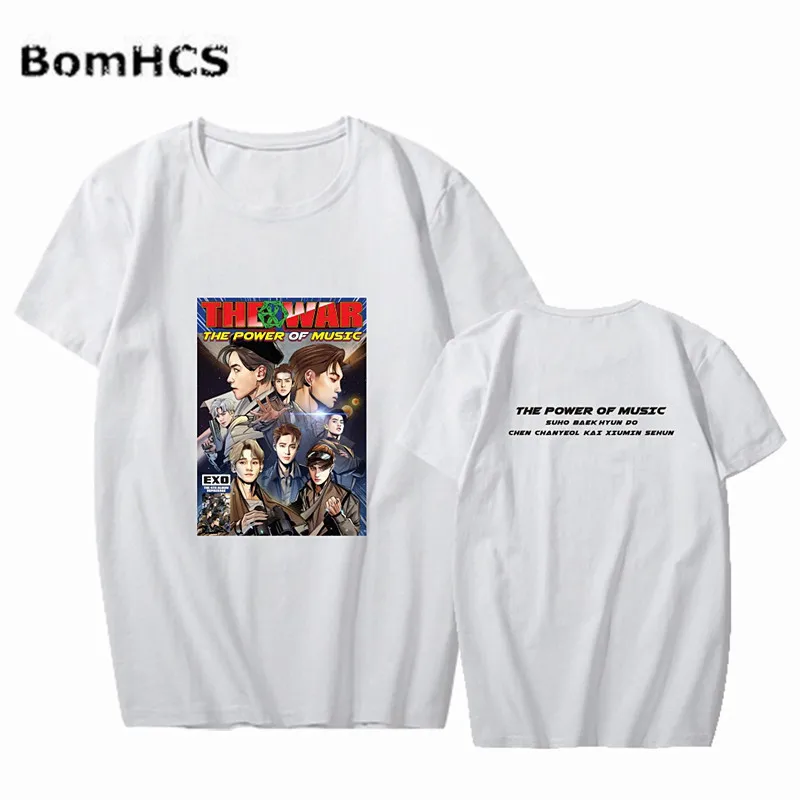Хлопковая футболка BomHCS Kpop EXO топ с коротким рукавом для фанатов музыкальной силы