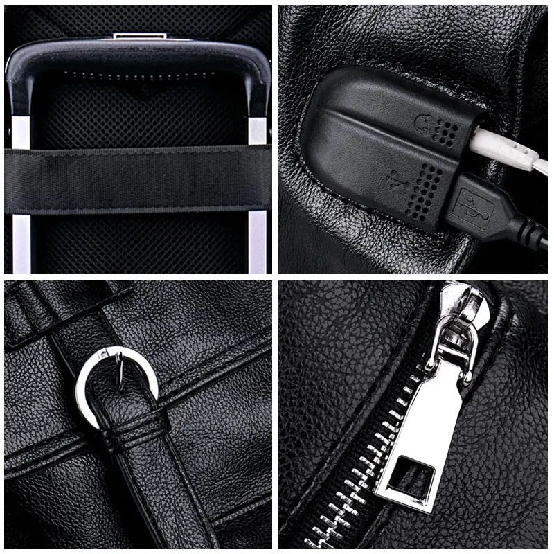 Популярный модный мужской деловой рюкзак с зарядкой через usb из искусственной кожи, сумка для ноутбука для подростков, мужской водонепроницаемый рюкзак для путешествий, школьная сумка