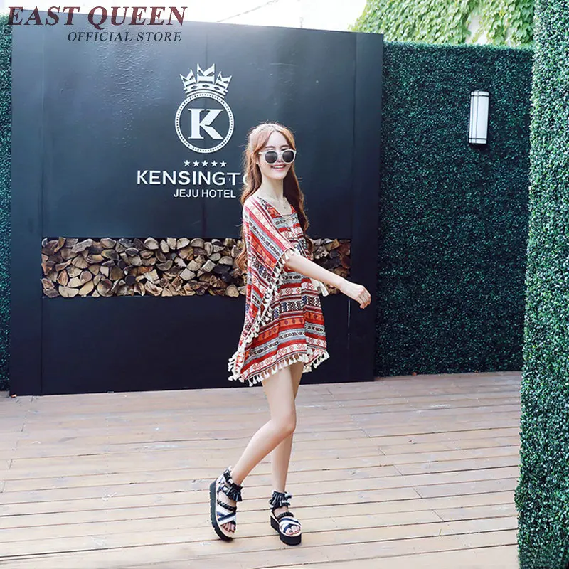 Новинка 2018 женская летняя пляжная блузка в стиле бохо с вышивкой бахромой