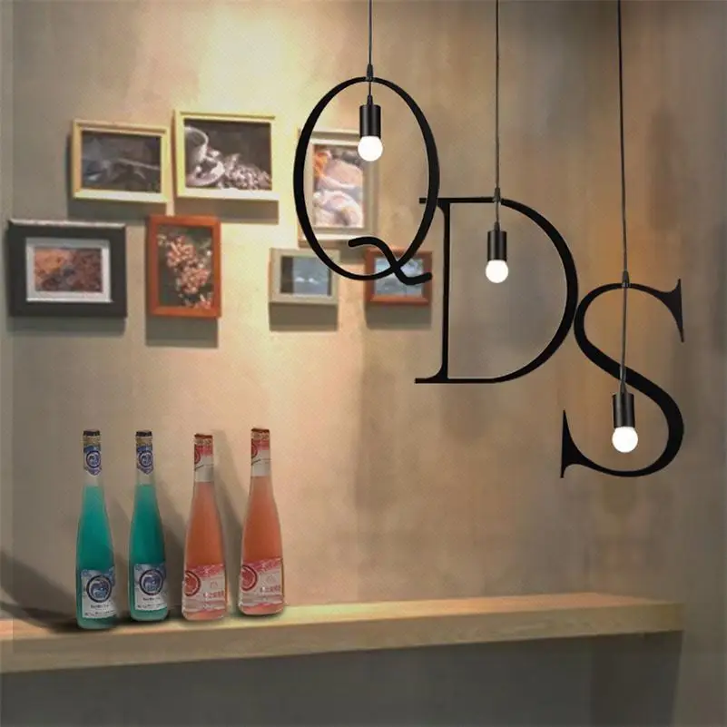 

26 Letters Pendant light DIY Home Hanging Lamp Restaurant Bar Cafe Dropligts E27 Lamparas de Techo Colgante Luminaire Suspendu