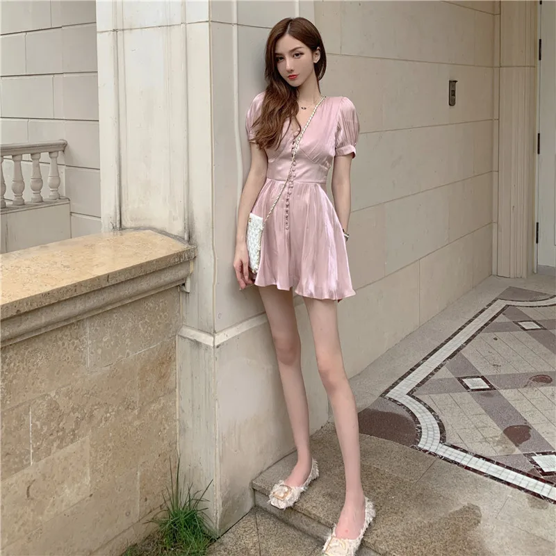 Женское модное однотонное шикарное Платье Vestidos летнее праздничное однобортное