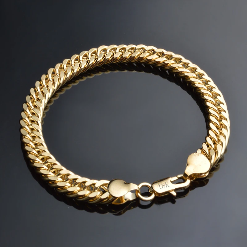 Фото Акция элегантные мужские браслеты-цепочки с золотым покрытием модные ювелирные