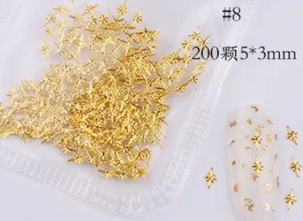 style8 3D Шпильки для ногтей, пустотелая металлическая заклепка, металлическое украшение/золотисто-серебристые шпильки/геометрический маникюр в золотой оправе, сделай сам, дизайн ногтей - Цвет: style8