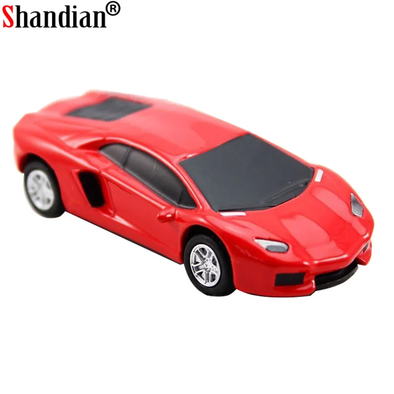 SHANDIAN Ferrari, спортивный автомобиль, USB флеш-накопитель, 4 ГБ, 8 ГБ, 16 ГБ, 32 ГБ, 64 ГБ, автомобильный u-диск, металлическая ручка, полный объем, мультфильм