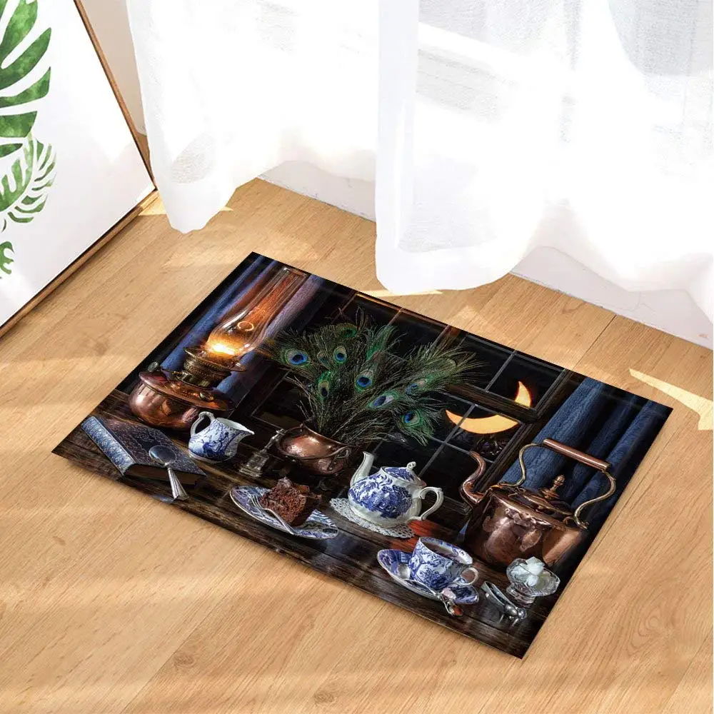 Мебельные коврики обеденный стол масляная лампа перо павлина высокий чай