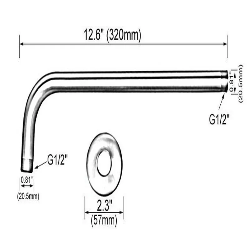 gold color brass shower head extension pipe 12 long wall cover shower arm bathroom accessory standard 12 ash102 free global shipping