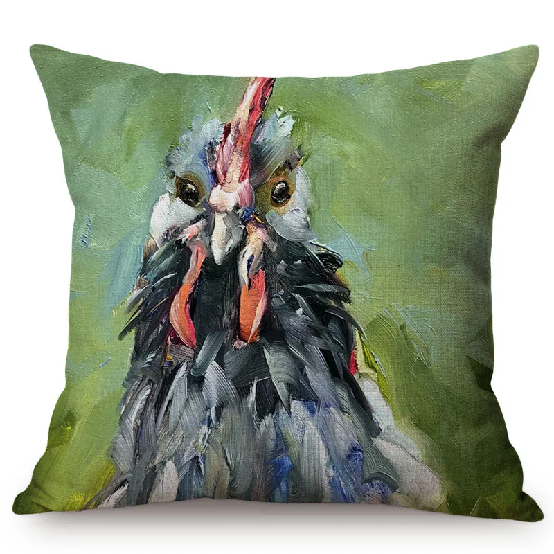 Наволочка для подушки с изображением курицы и петуха|Наволочки| |