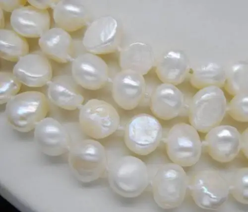 Отличное 9-10 мм белое ожерелье с искусственным неровным жемчугом 48'' |