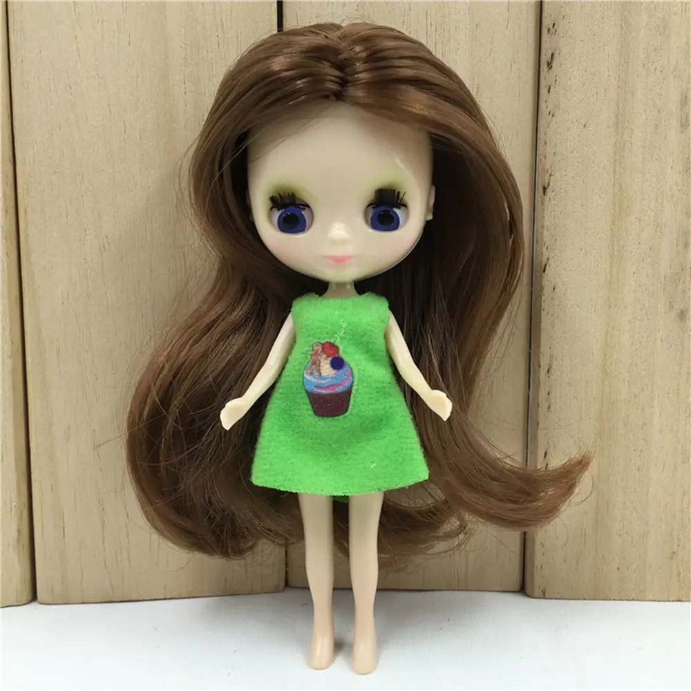 Pullip мини Блит куклы 10 см DIY ню куклы 10 см милые длинные волосы - Цвет: mini nude doll