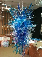 hot sale art design blue color large lamp 100 hand blown glass chandelier lighting