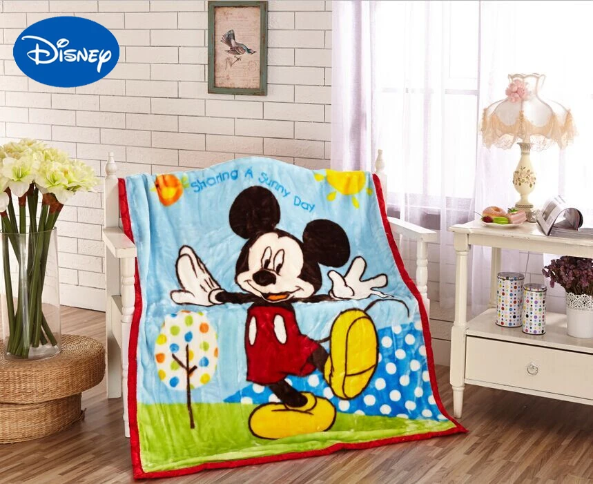 Детское одеяло с принтом Микки Маус для мальчиков Размер 110*140 см полиэстер синий