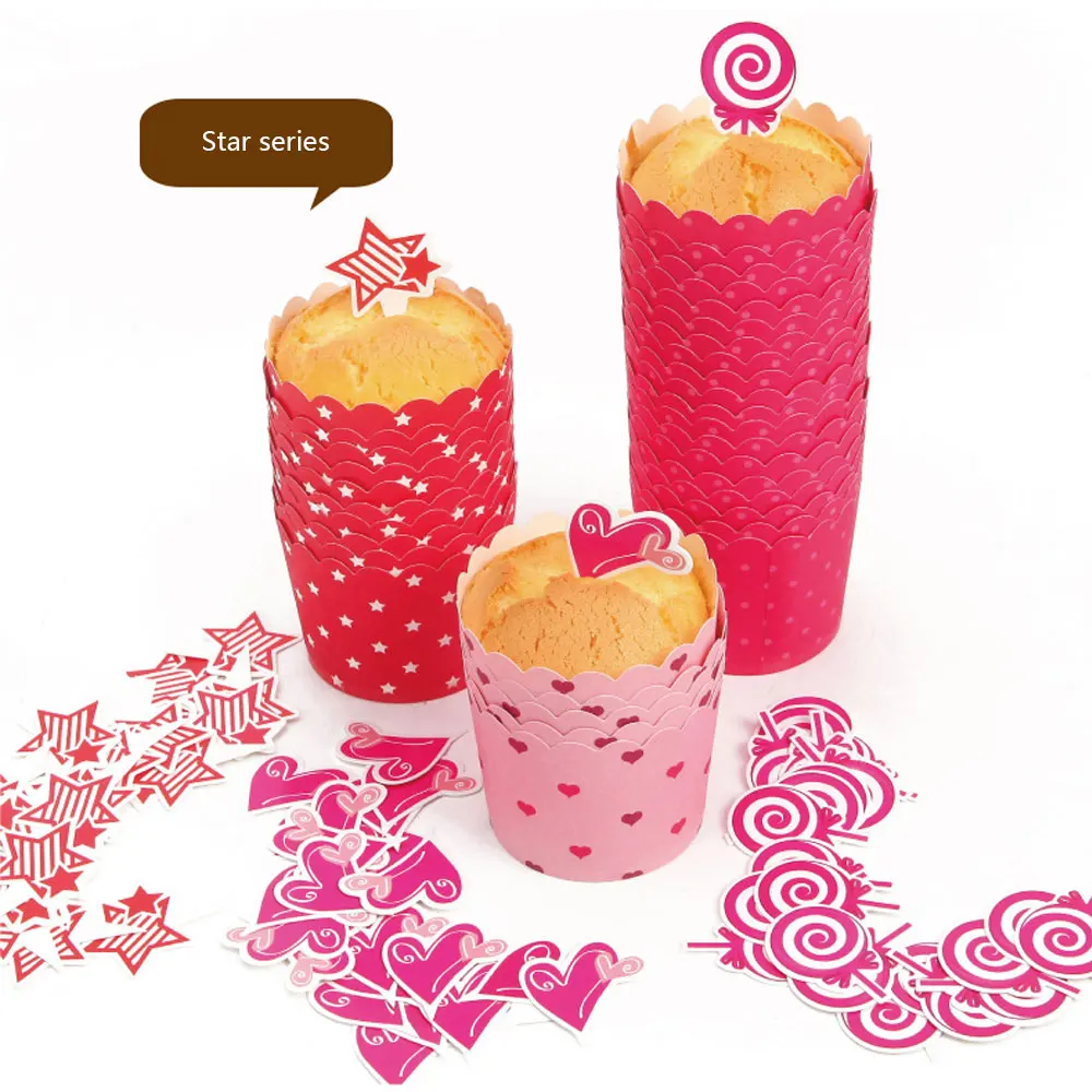 25Pcs/Set Cute Paper Cake Cupcake Liner with Inserts Card Baking Muffin Box Case Party Tray Mold Wedding Cup | Дом и сад