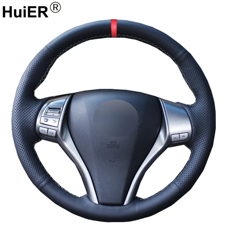 

HuiER Hand Sewing Car Steering Wheel Cover For Nissan Teana 2013-2018 Altima 2013-2018 X-Trail 2014-2017 Qashqai 2014-2017 Rogue