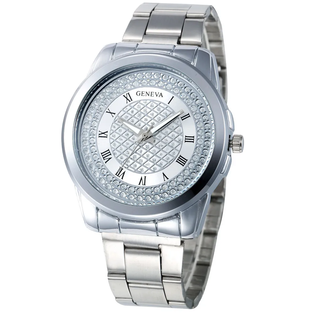 Luxury Brand Geneva Women Watches Stainless Steel Sports Watch Quartz Wrist Watch Ladies Dress Men's Gold Watch Wholesales