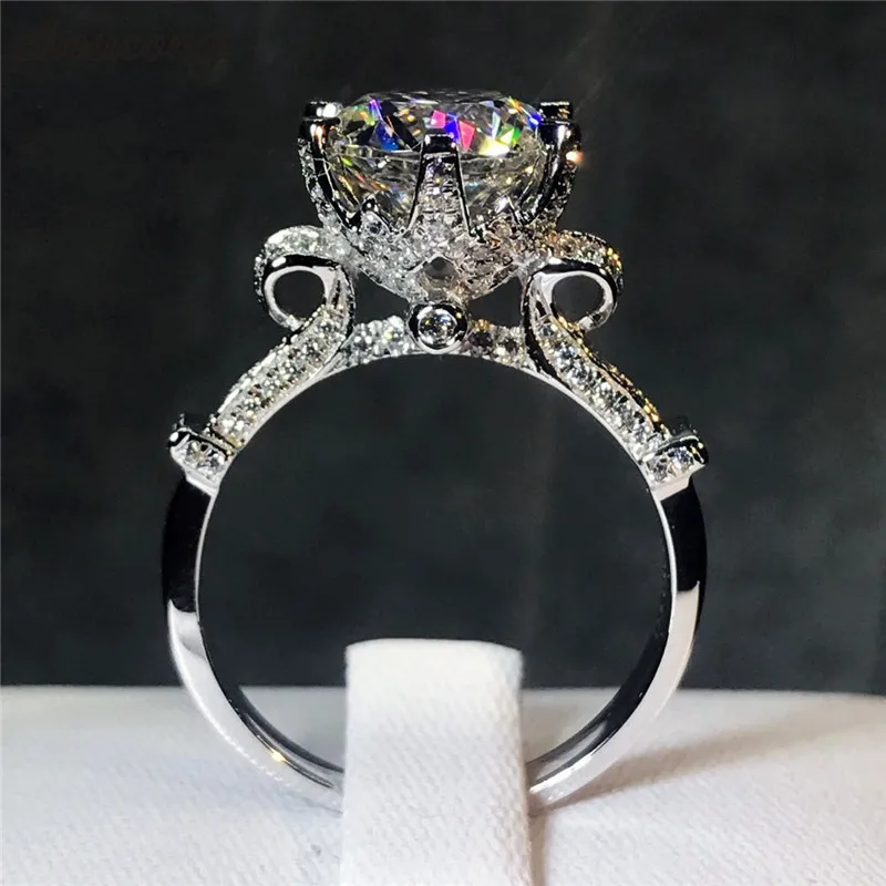 

Choucong Корона кольцо из стерлингового серебра 925 пробы 3ct AAAAA Sona cz Камень Обручальное кольцо для женщин ювелирный подарок на палец