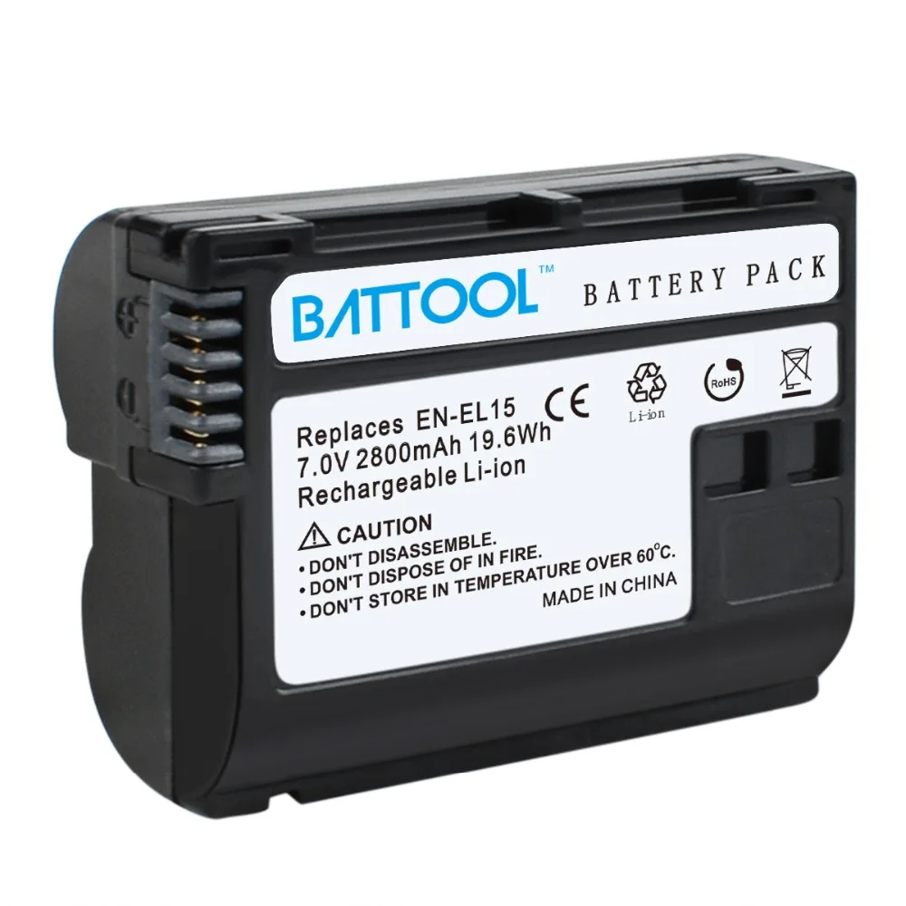Battool для Nikon 7,2 V 2800 мА/ч, EN-EL15 RU EL15 ENEL15 DSLR D600 D610 D800 D800E D810 D7000 D7100 D7200 V1 Батарея+ Зарядное устройство