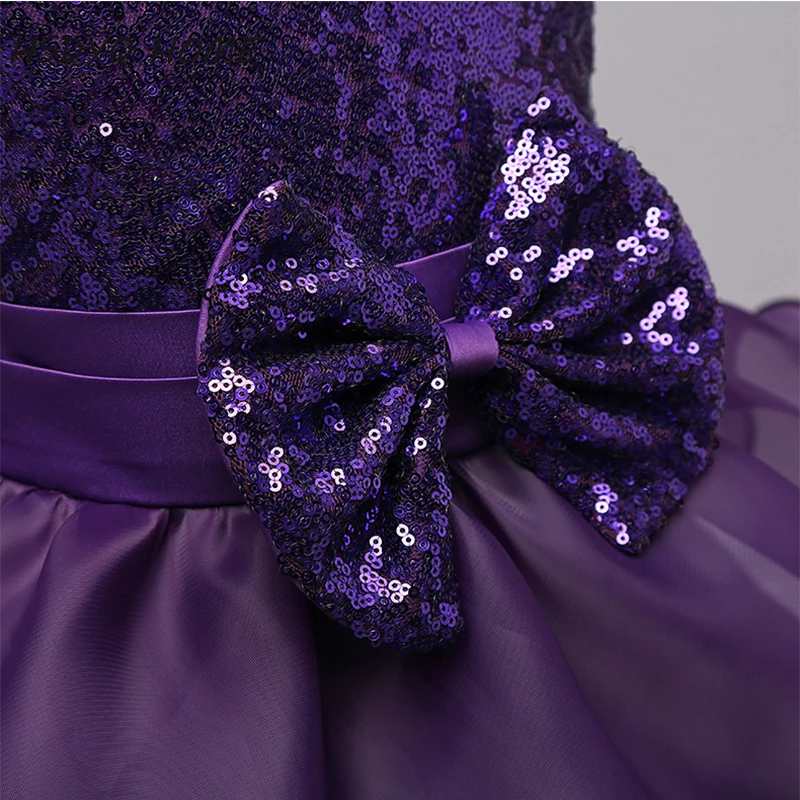 Новинка фиолетовые платья с цветочным узором для девочек детское бальное платье