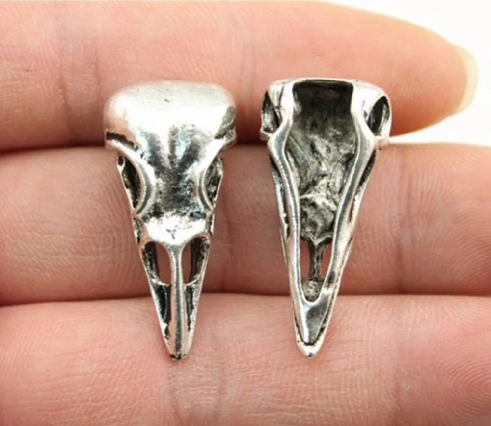 

5 шт./лот-31x25x10 мм Античное посеребренное/бронзовое покрытие 3D голова птицы черепа шармы Хэллоуин DIY поставки ювелирных изделий Аксессуары