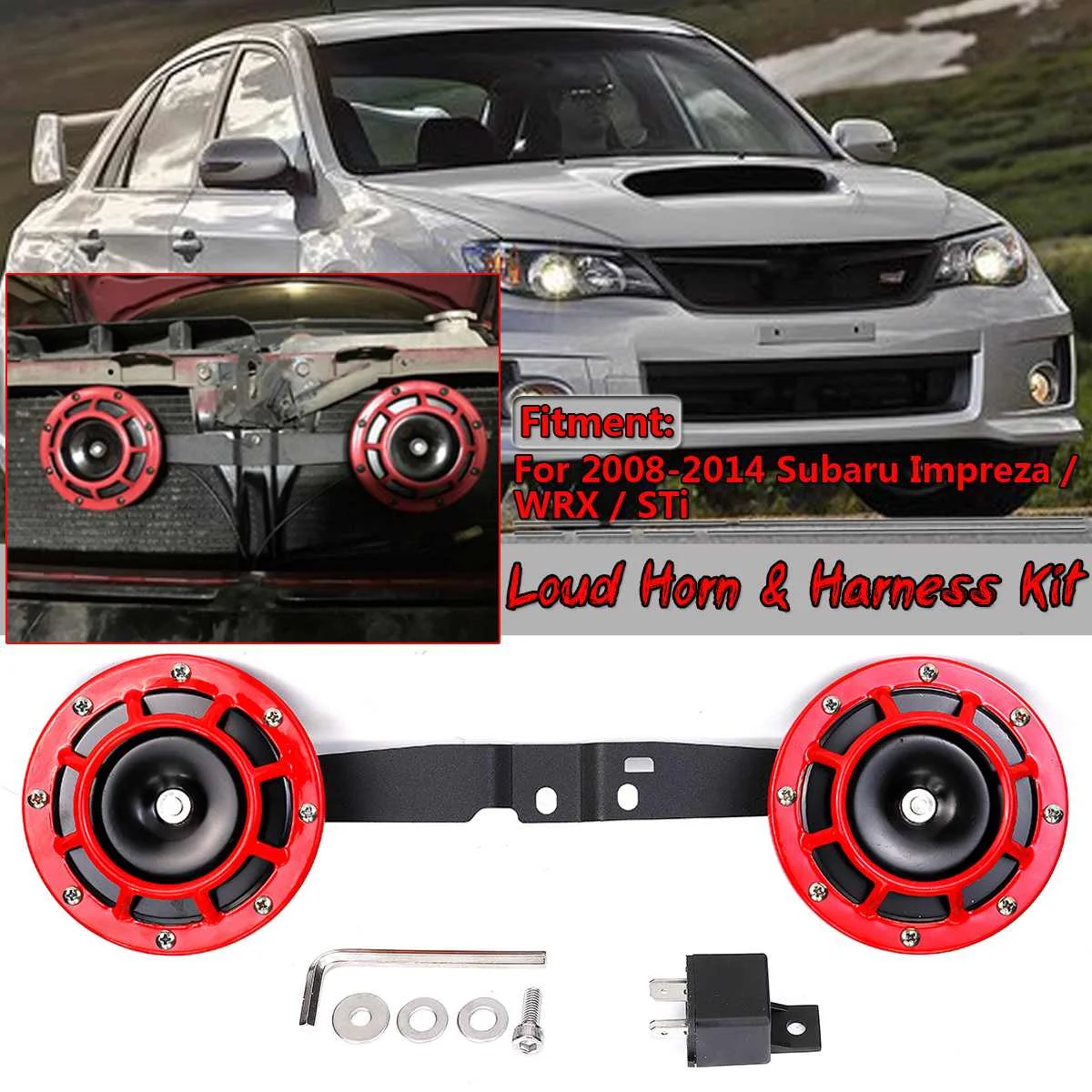 A Для SUBARU Impreza WRX STi BRZ 2008- 12V автомобильный Электрический струйный гриль крепление Супер громкий Рог и жгут Комплект монтажный кронштейн - Цвет: A