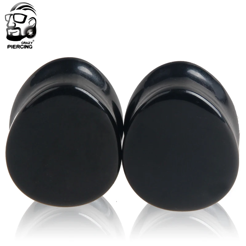 Классические беруши и туннели из органического черного обсидиана в форме