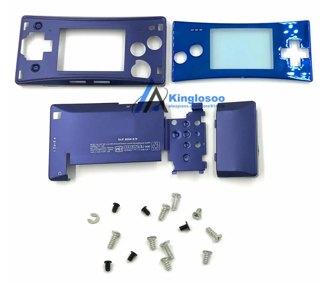 Синий 5 цветов металлический корпус чехол для nintendo Gameboy Micro GBM Передняя Задняя крышка Лицевая панель Держатель батареи w/винт - Цвет: Синий