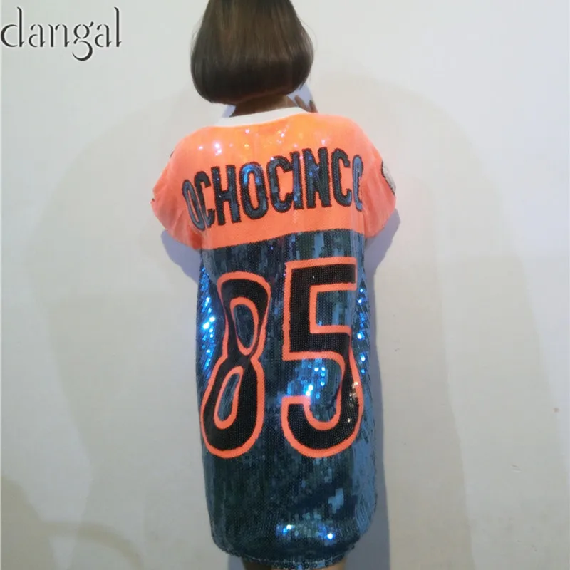 Футболка с блестками в стиле хип-хоп шикарная футболка длинная оранжевая уличная